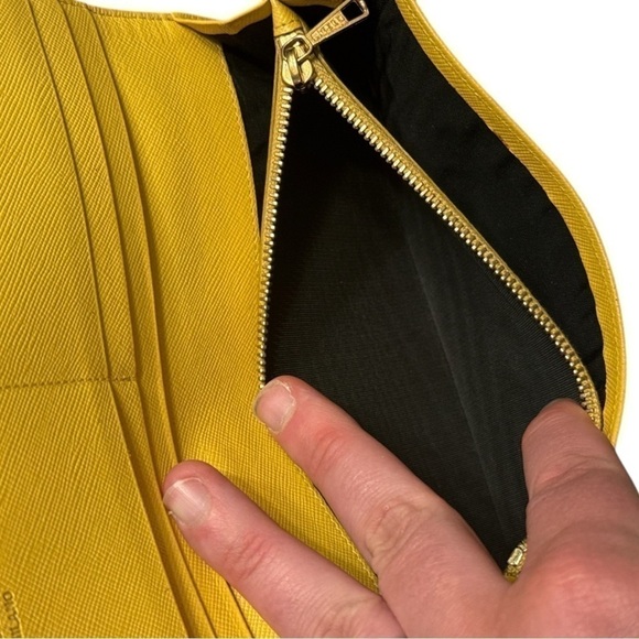 PRADA Authentic Giallo Tessuto Nylon Wallet on detachable Gold White Rope Chain - Picture 15 of 17